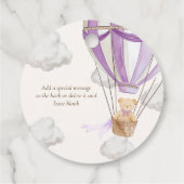 Bearly待ちテディベア薄紫ありがとう赤ちゃんシャワー フェイバータグ (裏面)