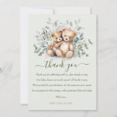 Bearly待ち双子かわいいテディベアBOHOベビーシャワー サンキューカード (正面)