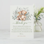 Bearly待ち双子かわいいテディベアBOHOベビーシャワー サンキューカード (スタンド正面)