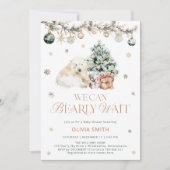 Bearly待ち可愛いホッキョクグマ冬の赤ちゃんシャワー 招待状 (正面)