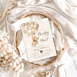 Bearly待ち茶色のクマ気球ベビーシャワー 招待状