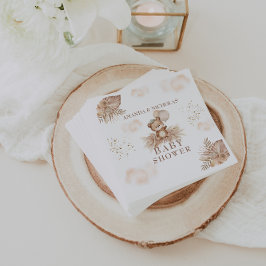 Bearly待ちBoho Pampasベビーシャワーテディベア スタンダードカクテルナプキン