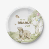 bearly待ってキュートなクマの水の色ベビーシャワー ペーパープレート (正面)