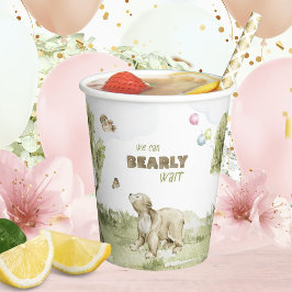 bearly待ってキュートなクマの水の色ベビーシャワー 紙コップ