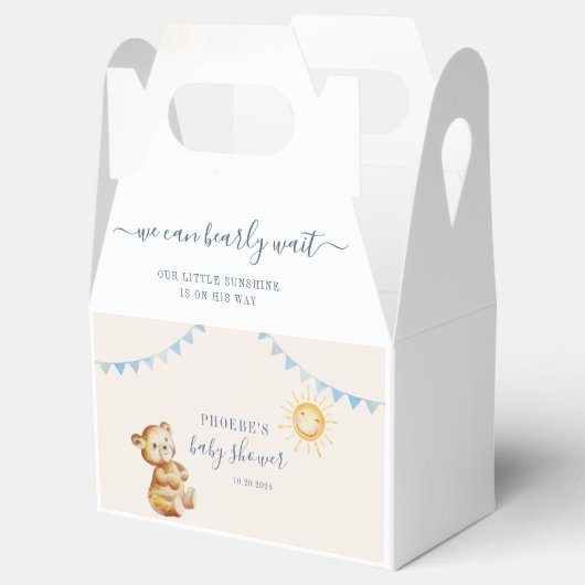 bearly待ってキュートベアーウォーター色の少年の赤ちゃんシャワー フェイバーボックス (オープン)