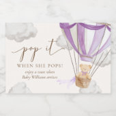 Bearly待つテディベアポップ・アートの薄紫時ポップ スパークリングワインラベル (シングルラベル)