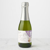 Bearly待つテディベアポップ・アートの薄紫時ポップ スパークリングワインラベル (正面)