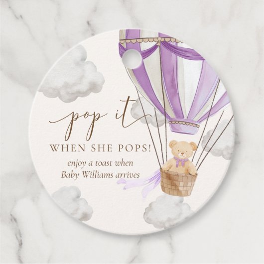 Bearly待つテディベアポップ・アートの薄紫時ポップ フェイバータグ (正面)