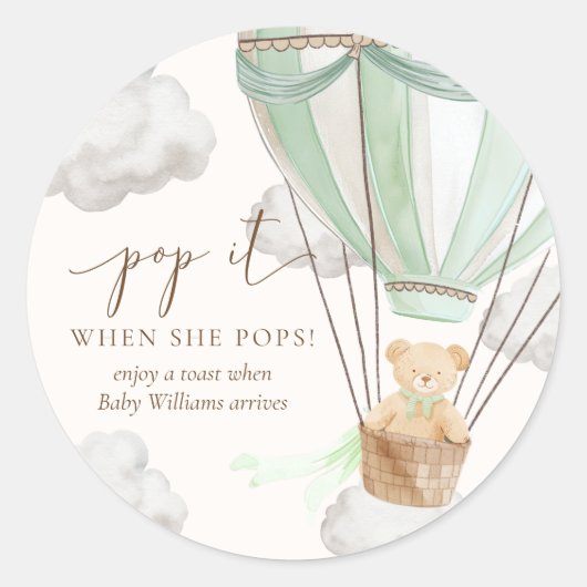 Bearly待つテディベアミントポップ・アートのそれを彼女がポップ ラウンドシール (正面)