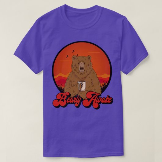 Bearly Awake - Bear Coffee Drinkerおもしろい Premium Tシャツ (デザイン正面)