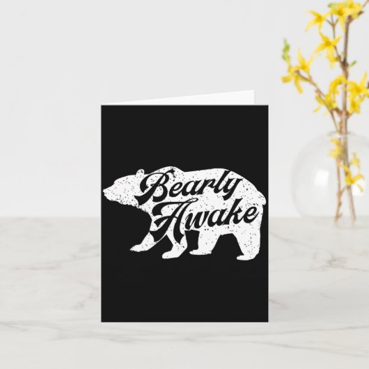 Bearly Awake Bear. Funny Bear Christmas Pajamas Gi カード (黄色い花)