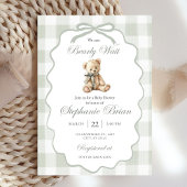 Bearly Baby Shower Invite Download Sage Green Ging 招待状