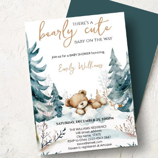 Bearly Cute Baby Shower Invitation | Woodland Bear 招待状
