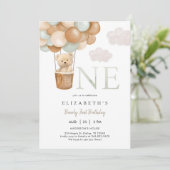 Bearly First Teddy Bear 1st Birthday Invitation 招待状 (スタンド正面)