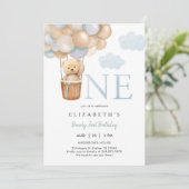 Bearly First Teddy Bear 1st Birthday Invitation 招待状 (スタンド正面)