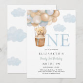 Bearly First Teddy Bear 1st Birthday Invitation 招待状 (正面/裏面)