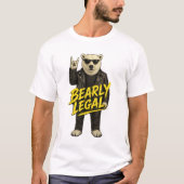 Bearly Legal Funny Rock Polar Bear Graphic Tシャツ (正面)