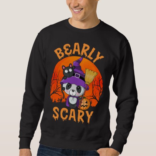 Bearly Scary Cute Halloween Costume Panda Witch Bl スウェットシャツ (正面)