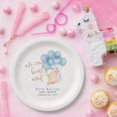 Bearly Waitかわいいクマ青バルーンボーイ赤ちゃんシャワー ペーパープレート (パーティー)