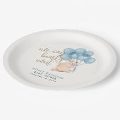 Bearly Waitかわいいクマ青バルーンボーイ赤ちゃんシャワー ペーパープレート (アングル)