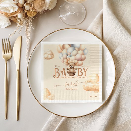 Bearly Waitテディベアのバルーン男女兼用 スタンダードカクテルナプキン