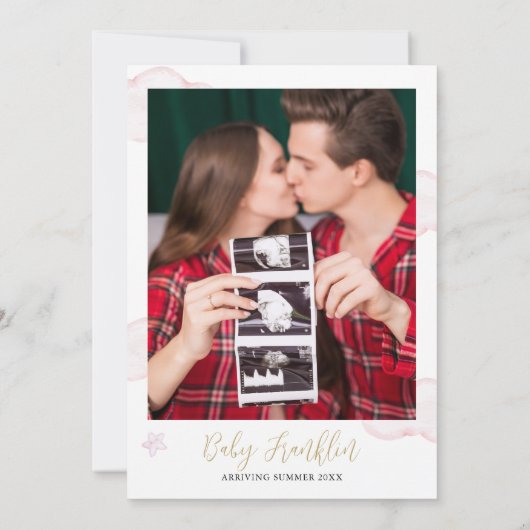 Bearly Waitテディベア写真ピンクガール赤ちゃんシャワー 招待状 (裏面)