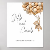 Bearly Waitバルーン赤ちゃんシャワーのギフトとカード ポスター (正面)