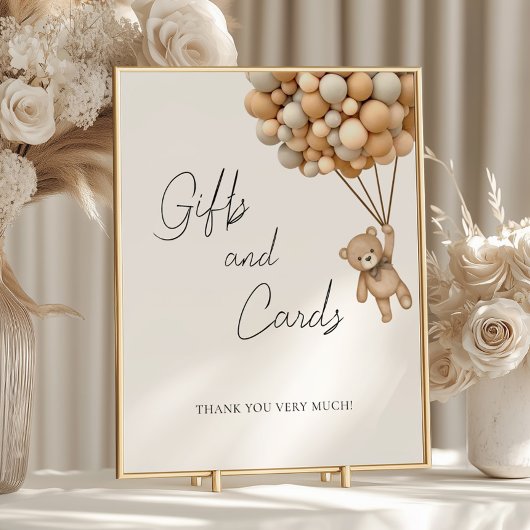 Bearly Waitバルーン赤ちゃんシャワーのギフトとカード ポスター
