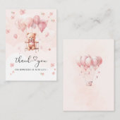 Bearly Waitピンクの花水色の赤ちゃんシャワー ノートカード (正面/裏面)