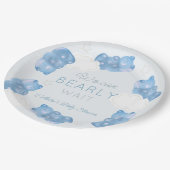 Bearly Waitブルーグミベア男の子ベビーシャワー ペーパープレート (アングル)
