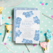 Bearly Waitブルーグミベア男の子ベビーシャワー 招待状