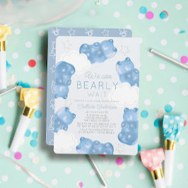 Bearly Waitブルーグミベア男の子ベビーシャワー 招待状