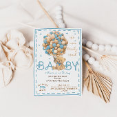 Bearly Waitブルーベアーバルーンベビーシャワー 招待状