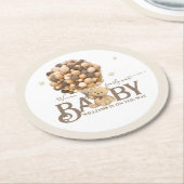 Bearly Waitボーホバルーンニュートラルベビーシャワー ラウンドペーパーコースター (アングル)