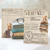 Bearly Waitヴィンテージライブラリのカードブックベビーシャワー 招待状