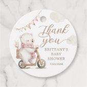Bearly Wait女の子の赤ちゃんシャワーありがとう フェイバータグ (正面)