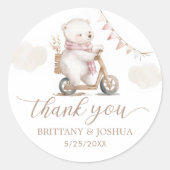 Bearly Wait女の子の赤ちゃんシャワーありがとう ラウンドシール (正面)