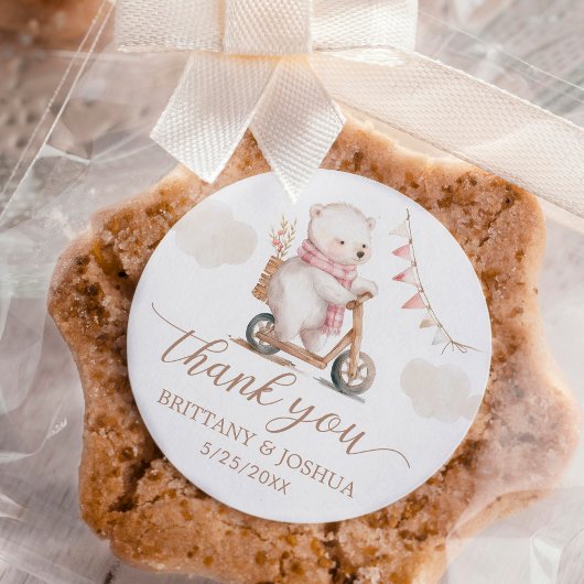 Bearly Wait女の子の赤ちゃんシャワーありがとう ラウンドシール