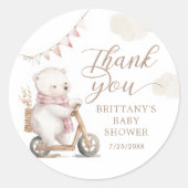Bearly Wait女の子の赤ちゃんシャワーありがとう ラウンドシール (正面)