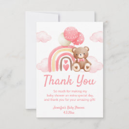 bearly wait女の子の赤ちゃんシャワーのティーディーベアーピンク サンキューカード