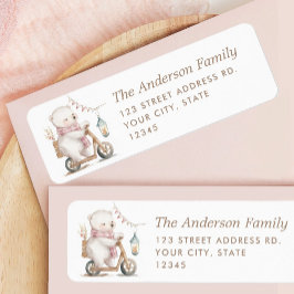 Bearly Wait女の子の赤ちゃんシャワー戻り ラベル