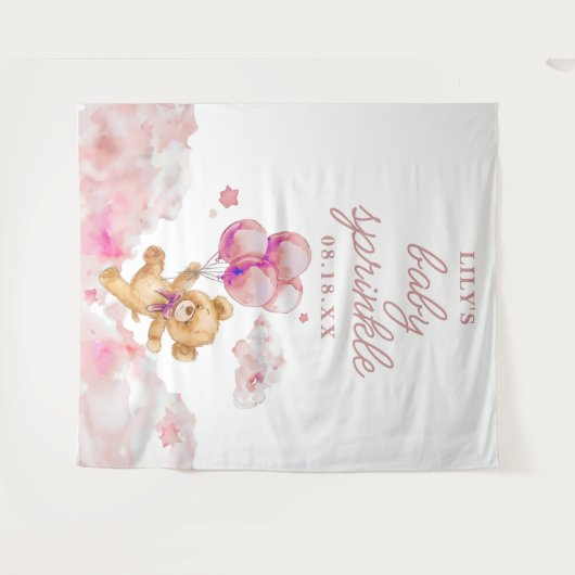 Bearly Wait女の子の赤ちゃんシャワー散水写真プロップ タペストリー (正面(横))