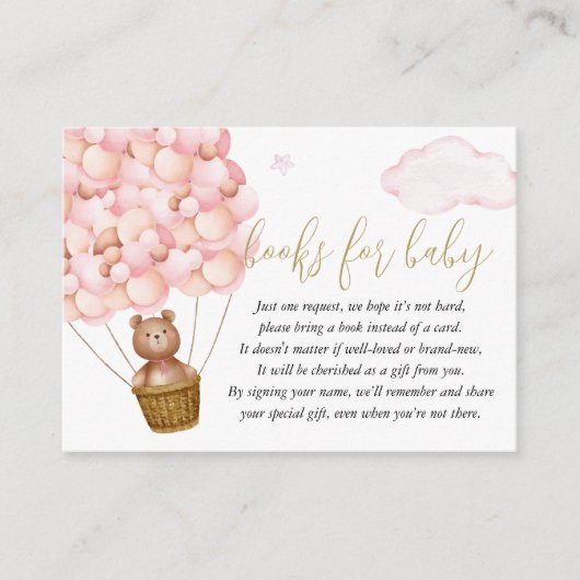 Bearly Wait本のためのベビーリクエスト赤ちゃんシャワー エンクロージャーカード (正面)