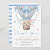 Bearly Wait男の子の双子ベビーシャワー サンキューカード (正面/裏面)