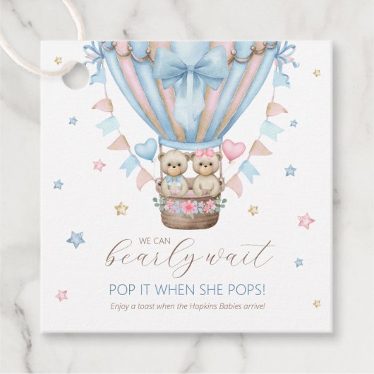 Bearly Wait男の子の双子ポップ・アートの彼女がポップ フェイバータグ (正面)