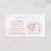 Bearly Wait紫色の女の子の赤ちゃんシャワー本のためのベビー エンクロージャーカード (正面)