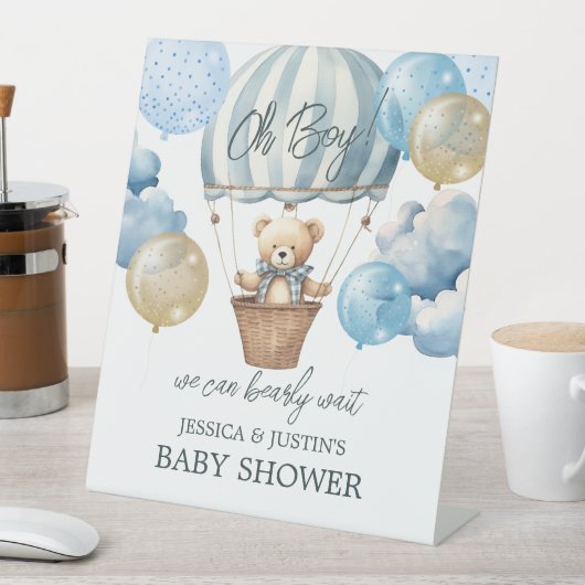 Bearly Wait赤ちゃんシャワー歓迎サイン 台座サイン (インサイチュ)