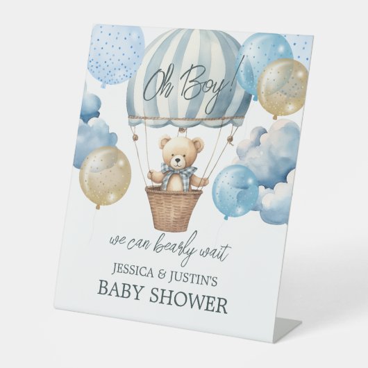 Bearly Wait赤ちゃんシャワー歓迎サイン 台座サイン (正面)