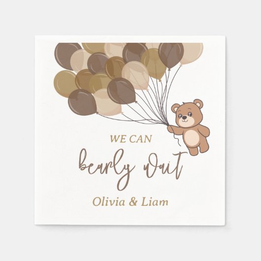 Bearly Wait – ベビーシャワー紙ナプキン スタンダードカクテルナプキン (正面)