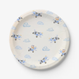 Bearly Wait ベビーシャワー 飛ぶクマと雲 ペーパープレート